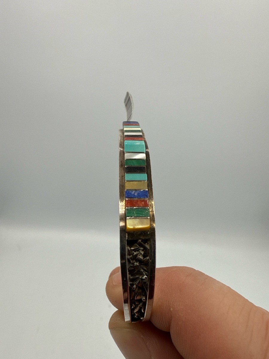 SILVER OPEN BANGLE WITH MULTI COLOR RECTANGULAR S… - image 1