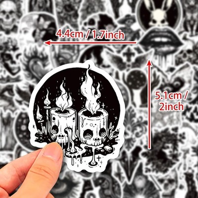 Goth Sticker Lot 100 Stickers Horror Halloween Gothic Black And White Skulls New