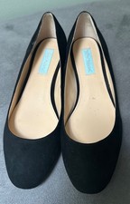 Betsey Johnson Frida Black Suede Flats Rhinestone Heel 8.5M