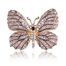 Empress Monarch Winged Butterfly Crystal Rhinestones Brooch Pin Silver 