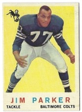 1959 TOPPS JIM PARKER ROOKIE CARD (BALTIMORE COLTS) #132. rookie card picture