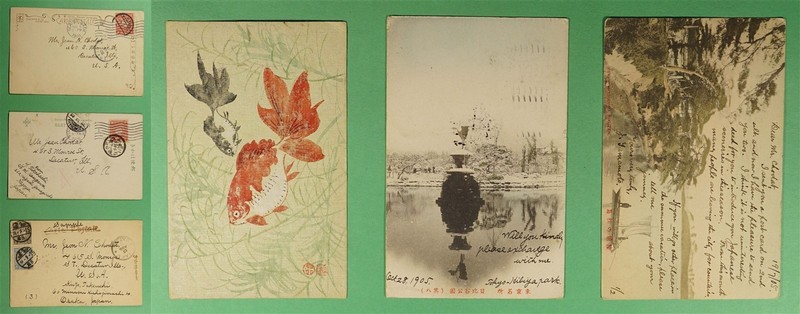 DR WHO 1905 JAPAN 3 POSTCARDS TO USA R85998