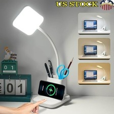 LED Desk Lamp Wireless Charger Touch Control Pen Holder Eye Protection Dimming