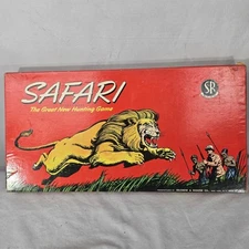 Vintage 1950 Safari Board Game  Selchow & Righter co Great Hunting Game COMPLETE