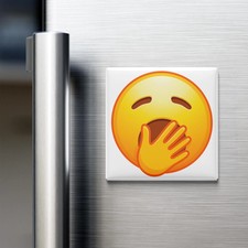 Yawning Face Emoji Fridge Magnet 2x2 Made in USA
