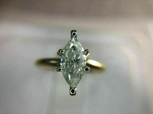 Authentic 1Ct Marquise Cut Lab Created Moissanite Engagement Ring 14k Yellow Gold Plated