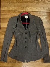 NWOT Armani Collezione Tweed Blazer Navy Grey Size 46 Small