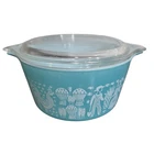 PYREX 473 Turquoise Amish Butterprint 1Qt Casserole Dish with Lid Vintage