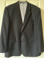 Croft  Barrow Suit Jacket Mens 46L Black Blazer Poly Blend 2 Button Woven