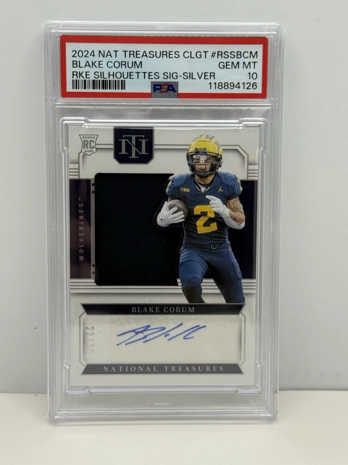 Blake Corum Panini National Treasures Collegiate Rookie Silhouettes Signatures #RSSBCM Silver