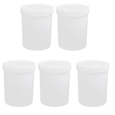 5pcs 500ml Plastic Wide Mouth Liquid Storage Cylinder Bottle Container White