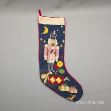Vintage Needlepoint Christmas Nutcracker Soldier Stocking 19.5" Long, Hanging