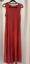 Soft Surroundings Long Red Dress Size PS Sleeveless 100% Cotton W/ Pockets