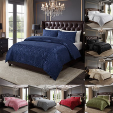 Elegant 3 Piece Jacquard Quilt Cover Set Modern Bedding Double King Size Duvet