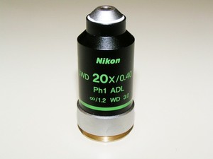 Nikon LWD 20x/0.40 Ph1 ADL ∞/1.2 WD 3.0 Phase Contrast Objective Lens JAPAN