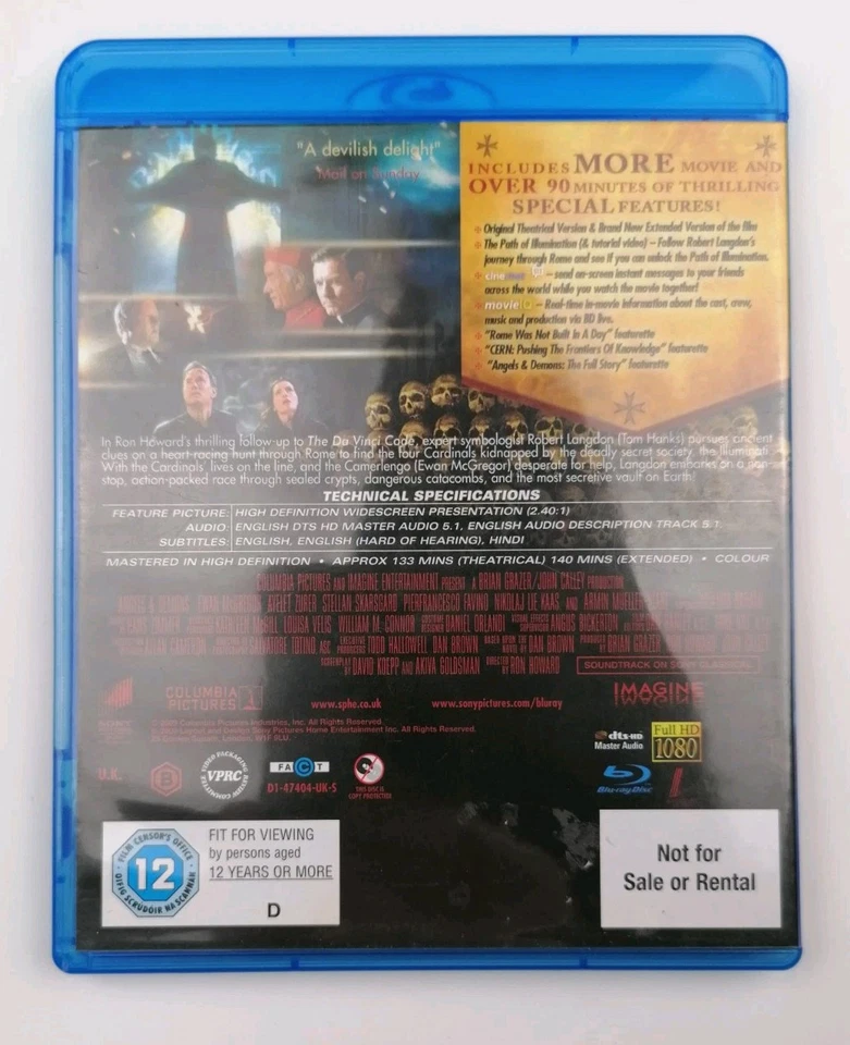 Angels & Demons - Tom Hanks - Region B Blu-Ray - Image 2 of 3