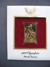 1988 Winter Olympics Games 22kt Gold GOLDEN Replica FDC Cover STAMP FCI