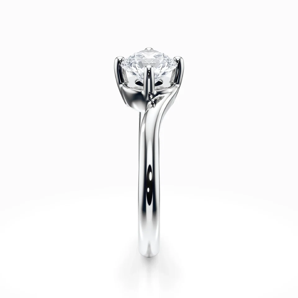 Round Cut Diamond Ring IGI Lab Created 14K White Gold 1.00 Carat E F  VS - Image 4 of 4