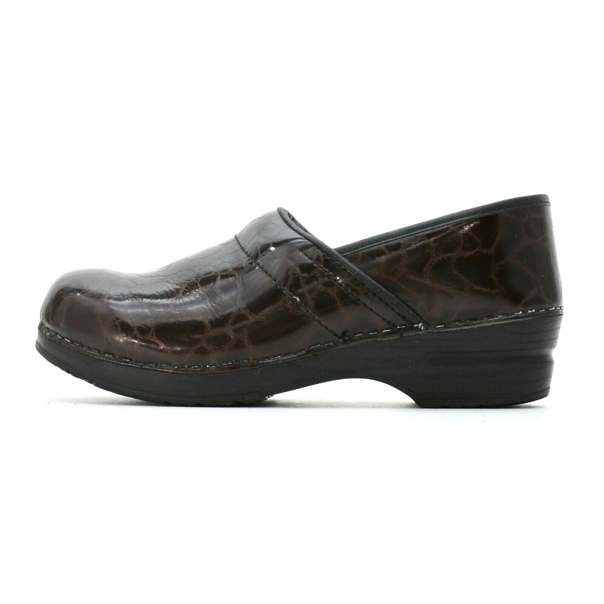 Sanita Ladies 41 (about Brown Croc Patent Leather Slip-on