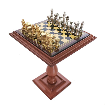 Miniature Chess Set and Table Magnet Chess Pieces 1:12 Dollhouse Accessories