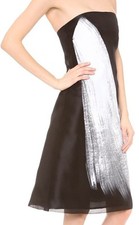 NWT VERA WANG Collection Strapless Black Dress White Painted Brushstroke Sz 2