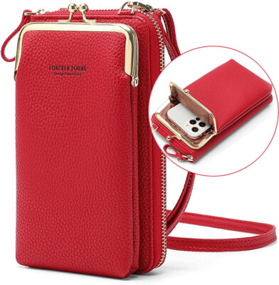 Zipper Wallet Womens Leather Purse Cell Phone Shoulder