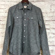 Levi  s Shirt Mens Size Small Gray Button Front Long Sleeve Pockets