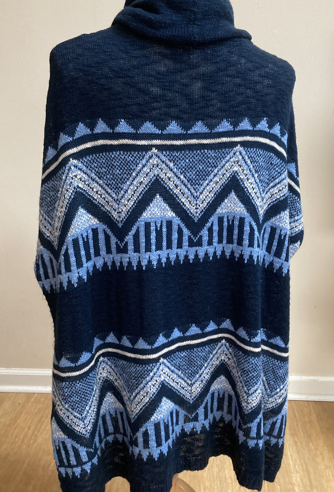Womens Great Northwest Indigo Pullover Sweater Poncho Sleeveless LARGE Blue  | eBay