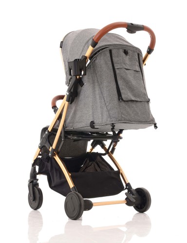 New Kidcol Baby Stroller Foldable & Lightweight Travel Pram UK - Grey/Gold - Picture 5 of 9