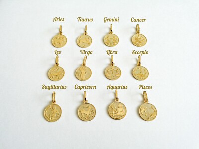 Personalized 10k Yellow Gold Virgo Zodiac Sign Charm Pendant - Solid Gold, Handmade In USA - View #8