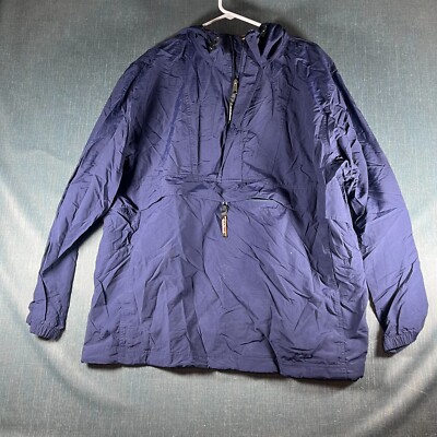 L.L. Bean Men's Windbreaker Jacket Size XL Blue Pockets Mock Neck Quarter Zip