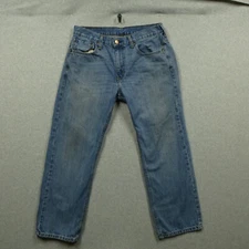 Levis 569 Jeans 32X30 Blue Loose Fit Straight Cotton Faded Light Staining