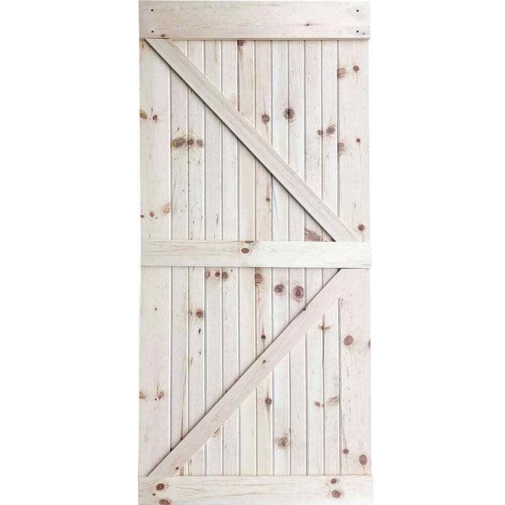 36 in. x 83.5 in. Unfinished K-Bar Solid Core Pine Interior Barn Door Slab Kit 36 in. x 83.5 in. Unfinished K-Bar Solid Core Pine Interior Barn Door Slab Kit