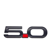 Matte Black + Red 5.0 Fender Emblem Badge Metal 5-3/8in