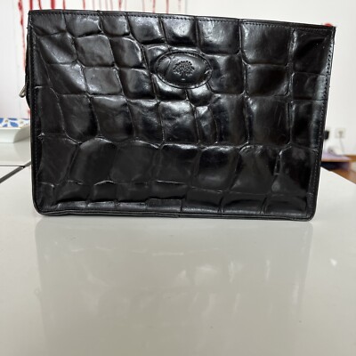 Mulberry Tasche Clutch Kosmetiktasche Congo Leder schwarz unisex Groß Top