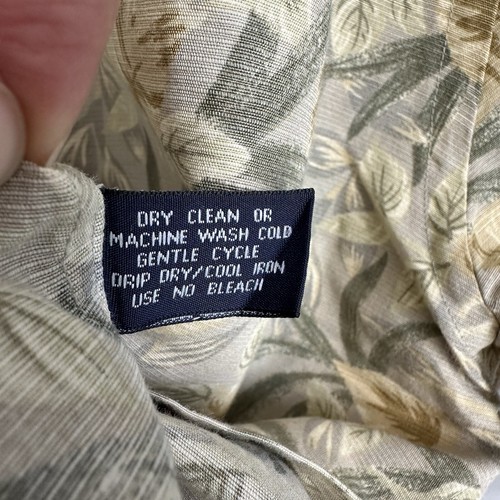 VTG Cutter & Buck Mens Button Down Shirt Green Floral Print L Cruisewear Linen - Picture 6 of 7