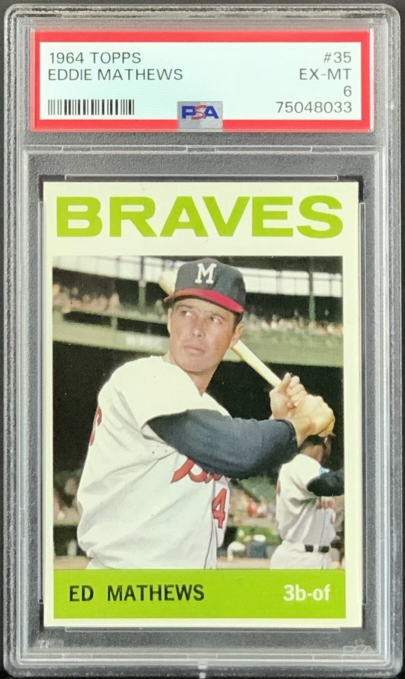 Eddie Mathews, 1964 Topps #35, HOF, Milwaukee Braves, PSA 6 - EX-MT