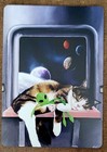 👽Tabby Cat & Outer Space Alien Single Trade Swap Playing Card