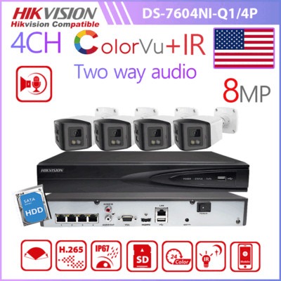Hikvision 4CH 4POE NVR 4K 8MP 180° Panoramic Colorvu+IR  Smart Camera System Lot
