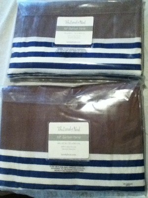 Nip The Land Of Nod Navy White Striped W Gray Curtain Panel Set 44