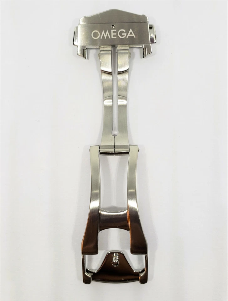 Fecho de fivela de implantação lateral escovado/polido original Omega 18mm # 94521883 - Imagem 3 de 4