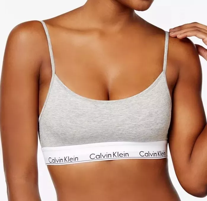 Calvin Klein Women's Modern Cotton Skinny Strap Bralette Grey, XS 32A 30B