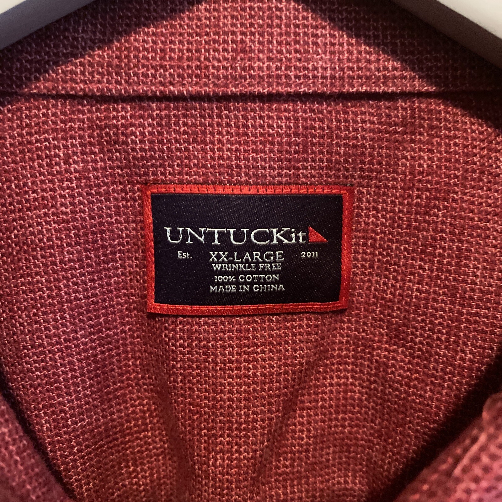 UNTUCKit Men's Shirt M Medium Solid Red Vento WF … - image 3