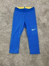 Image of Size 2XS Women- Nike Pro Elite Made in USA Blue 3/4 Length Running Shorts Tights