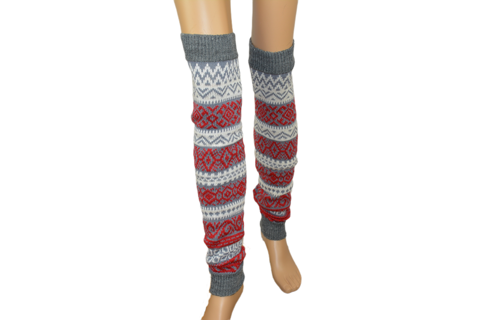 Handmade ornament knit wool leg warmers 25 in Woman's Christmas leg