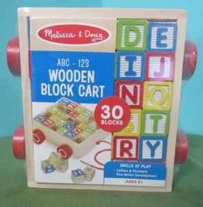 wooden blocks and cart