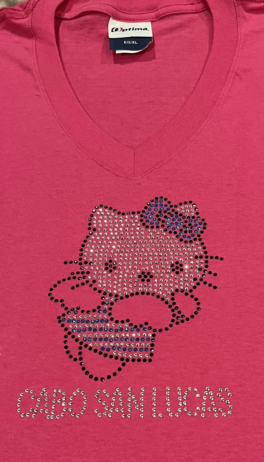 Rhinestone Hello Kitty Cabo San Lucas Vneck Size XL Pink Tshirt eBay