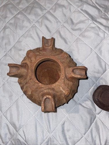 Cuenco Grole Grolla de madera tallado a mano adornado con 4 caños y tapa Vallee D’Aoste - Imagen 3 de 10