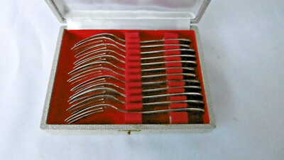 Coffret 12 Fourchettes à Dessert Anciennes Art Déco Couverts GAY & PERRIN Doré