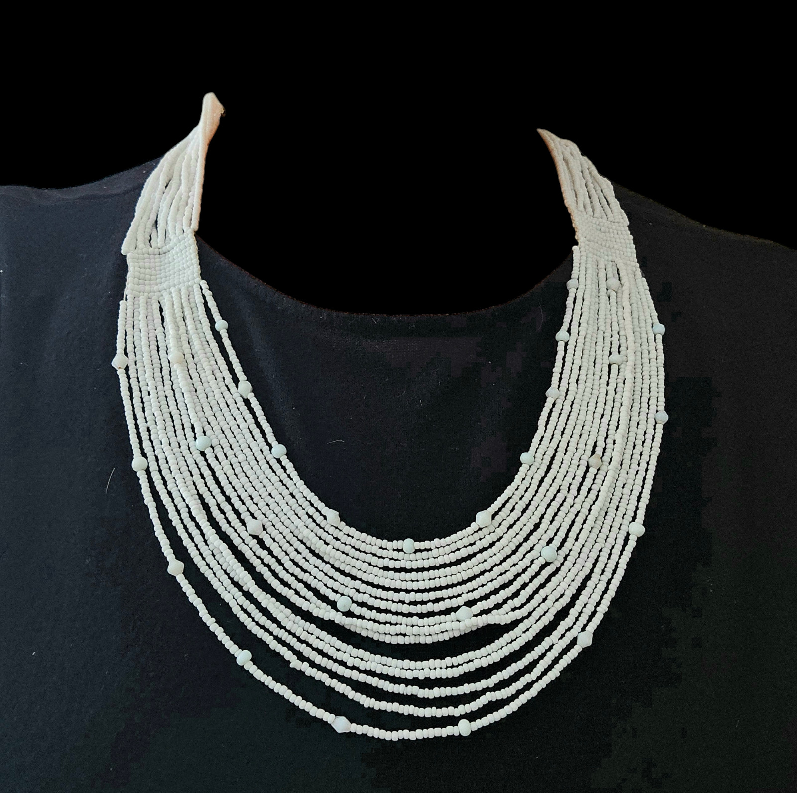 Multi Strand White Beaded Statement Necklace - image 5